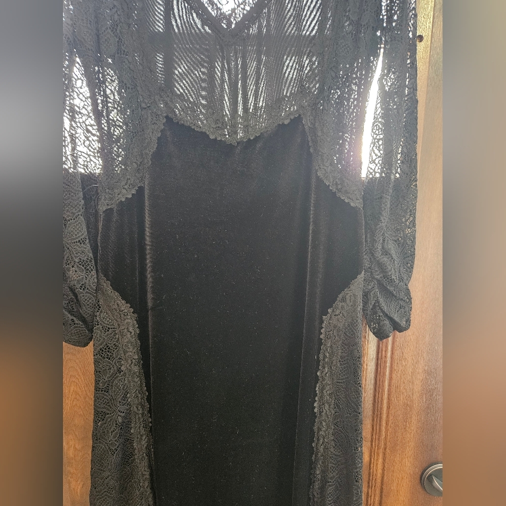 Nwt ANTHROPOLOGIE Elegant Black Lace Open-Back Dress- LARGE - Picture 12 of 14
